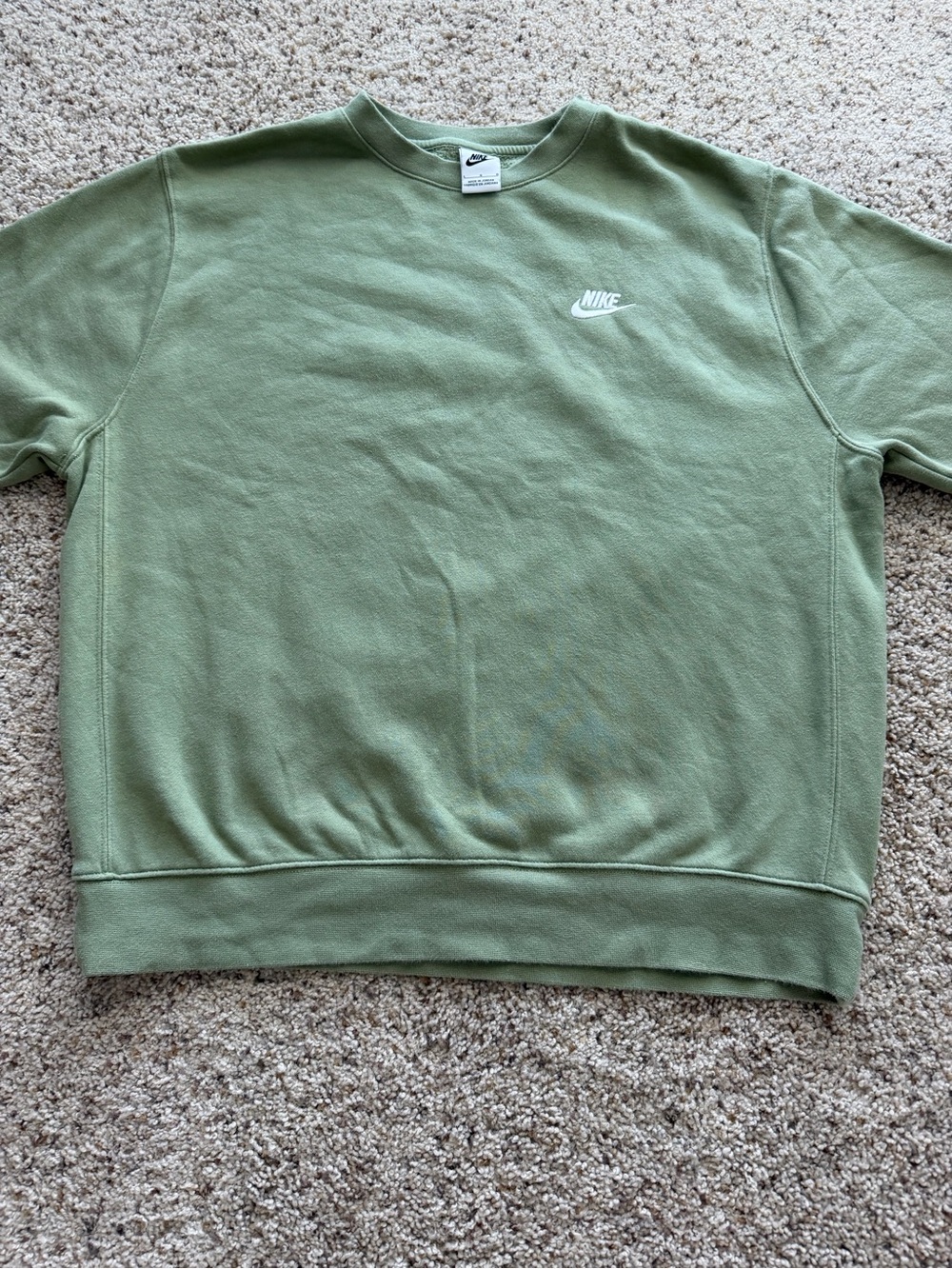 Nike Mens Olive Crew Sweatshirt with White Logo